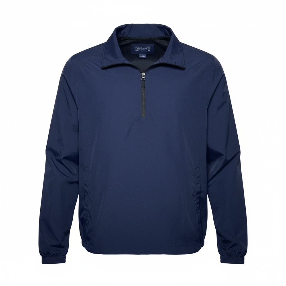 EUC Lands End Quarter Zip Water-Resistant Windbreaker Blue Jacket Large (42-44)